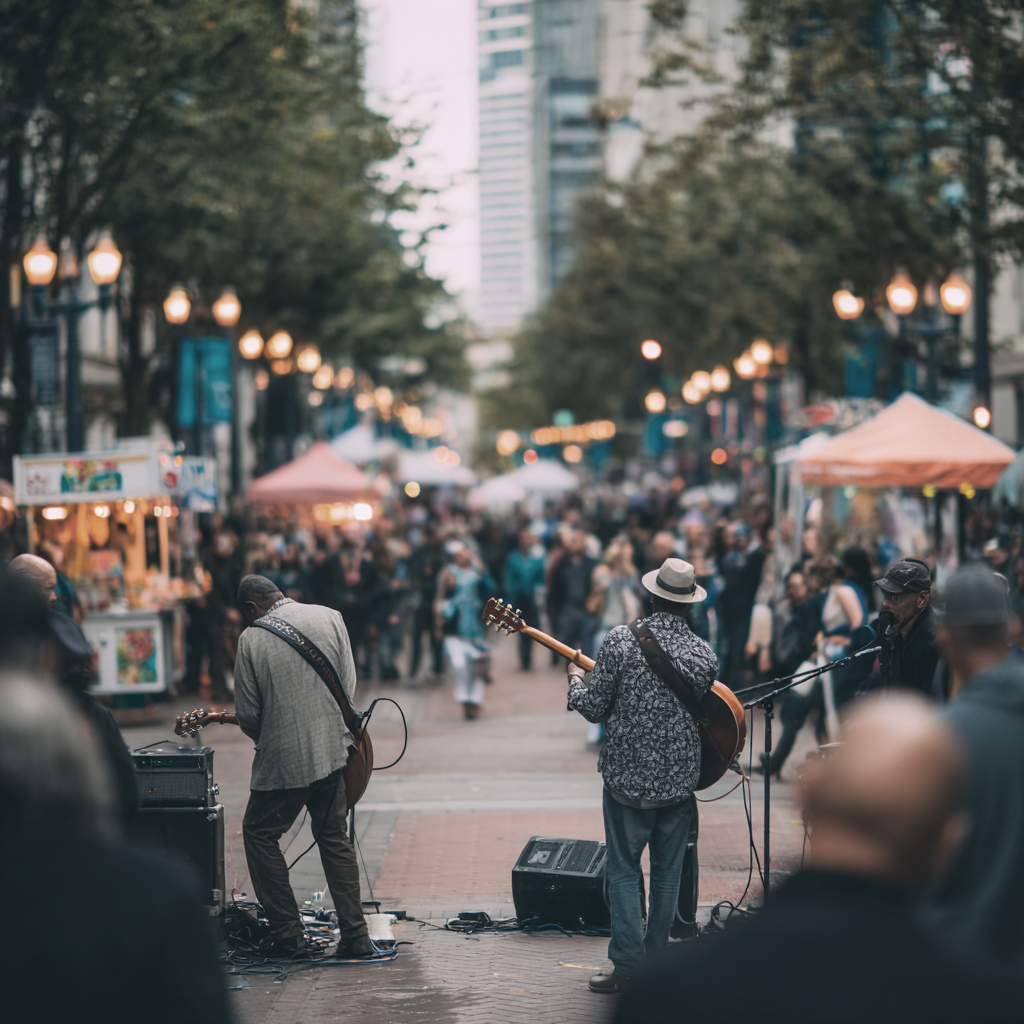 A festival crowd gathered under light at The Art of Citymaking